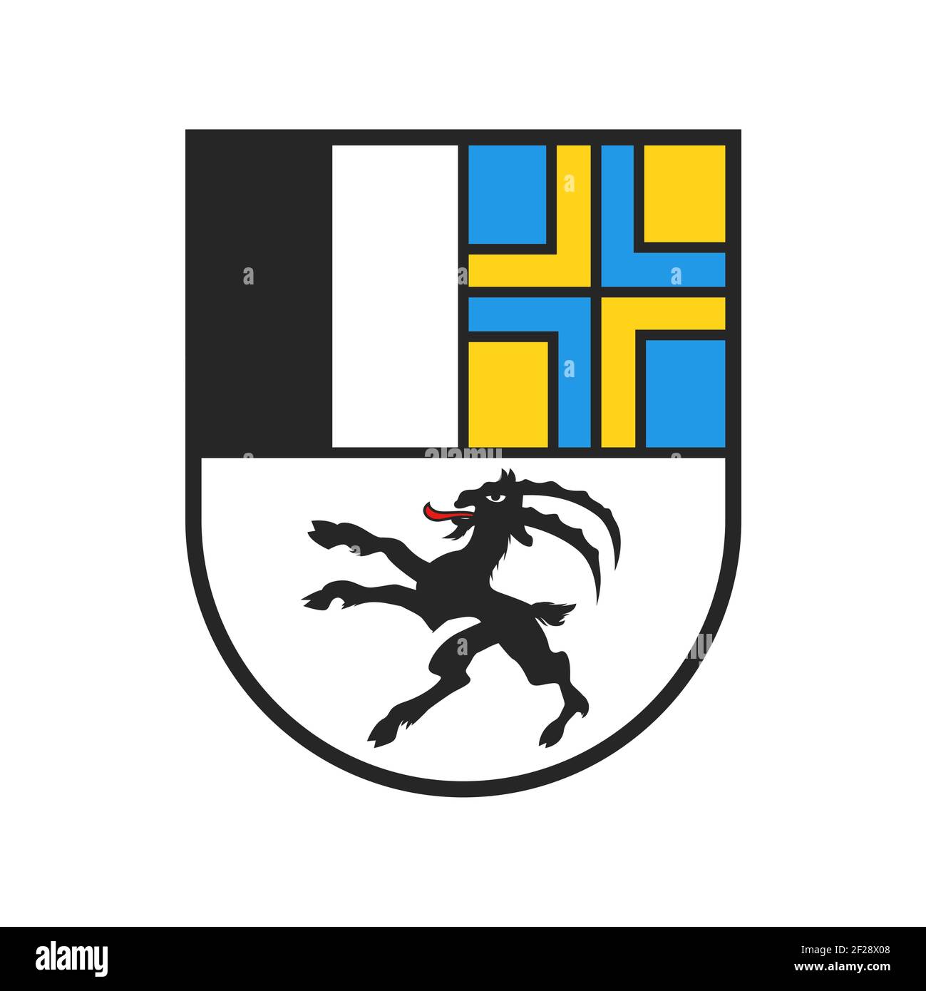 Schweizer Kanton Wappen, Schweiz heraldry Zeichen und Schild Flagge, Vektor. Schweizer Kantonsschild Graubünden oder Graubünden, Schweiz Konföderation RE Stock Vektor