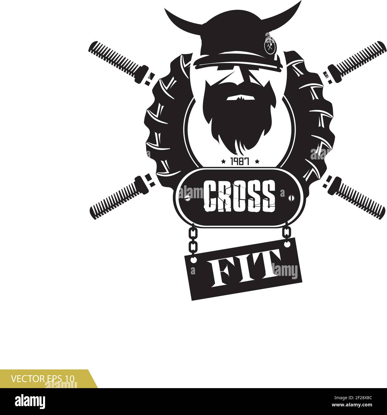 CrossFit-Logo. Hallenschild für Kraftsport. Stock Vektor
