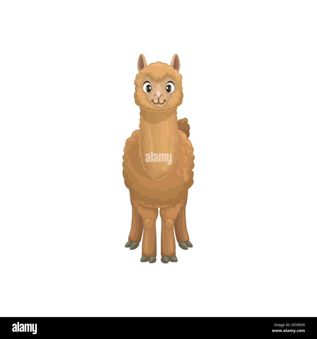 Guanaco Lama guanicoe aus Südamerika, verwandt mit Lama. Vektor flache Cartoon Lama Tierportrait mit braunen pelzigen Wolle. Landwirtschaft Vieh ma Stock Vektor
