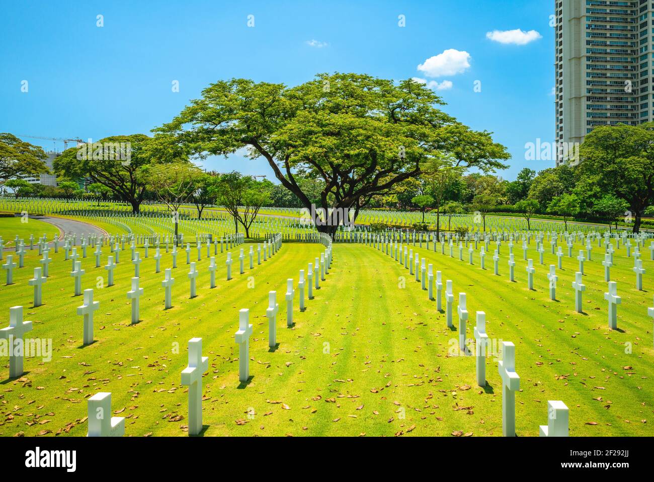 Landschaft des amerikanischen Friedhofs ein Denkmal in Manila, Philippinen Stockfoto