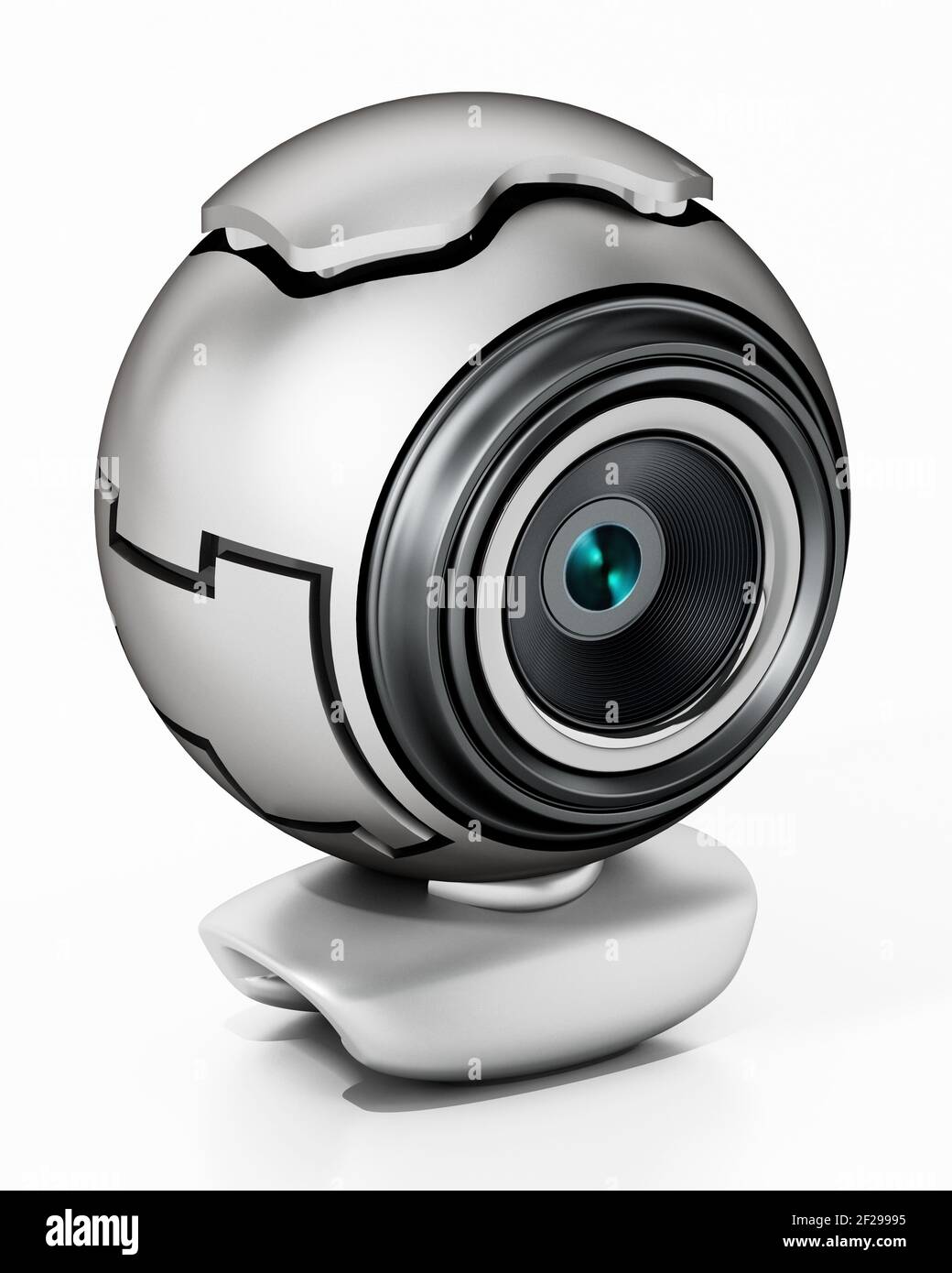 Generische Computer-Webcam auf weißem Hintergrund isoliert. 3D Abbildung. Stockfoto