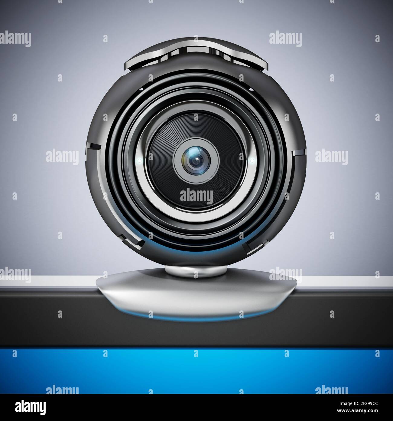 Allgemeine Computer-Webcam auf Laptop-Computer. 3D Abbildung. Stockfoto