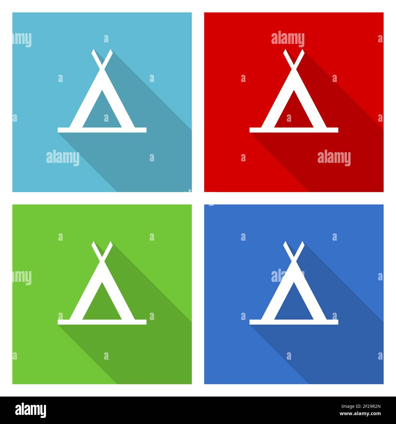Camp Icon Set, flache Design Vektor Illustration in eps 10 für webdesign und mobile Anwendungen in vier Farboptionen Stock Vektor