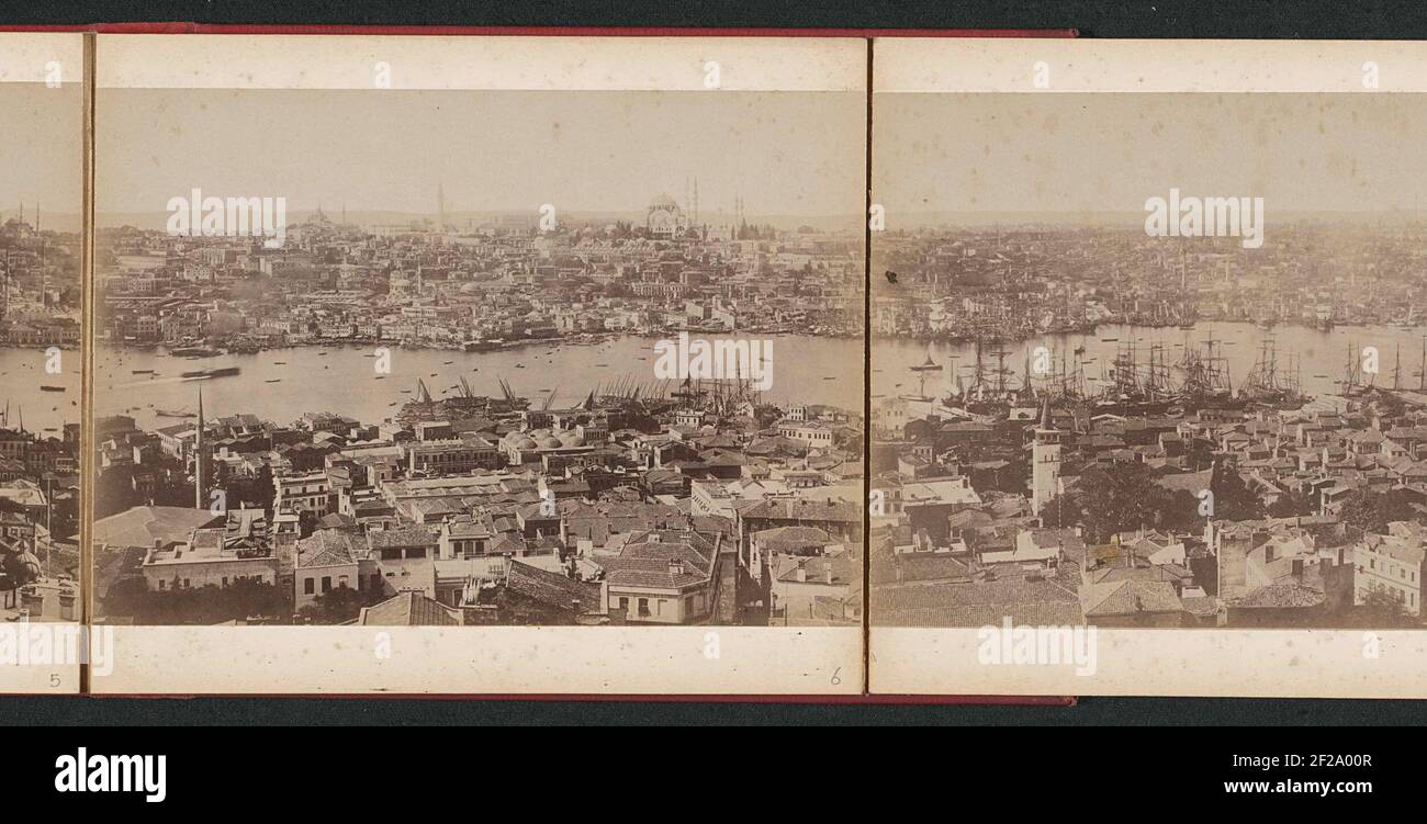 Ansicht der Stadtteile von Istanbul und den Ufern des Goldenen Hoorn.Teil oder Panorama oder Istanbul und der Bosporus, Foto 6 oder 10. Stockfoto