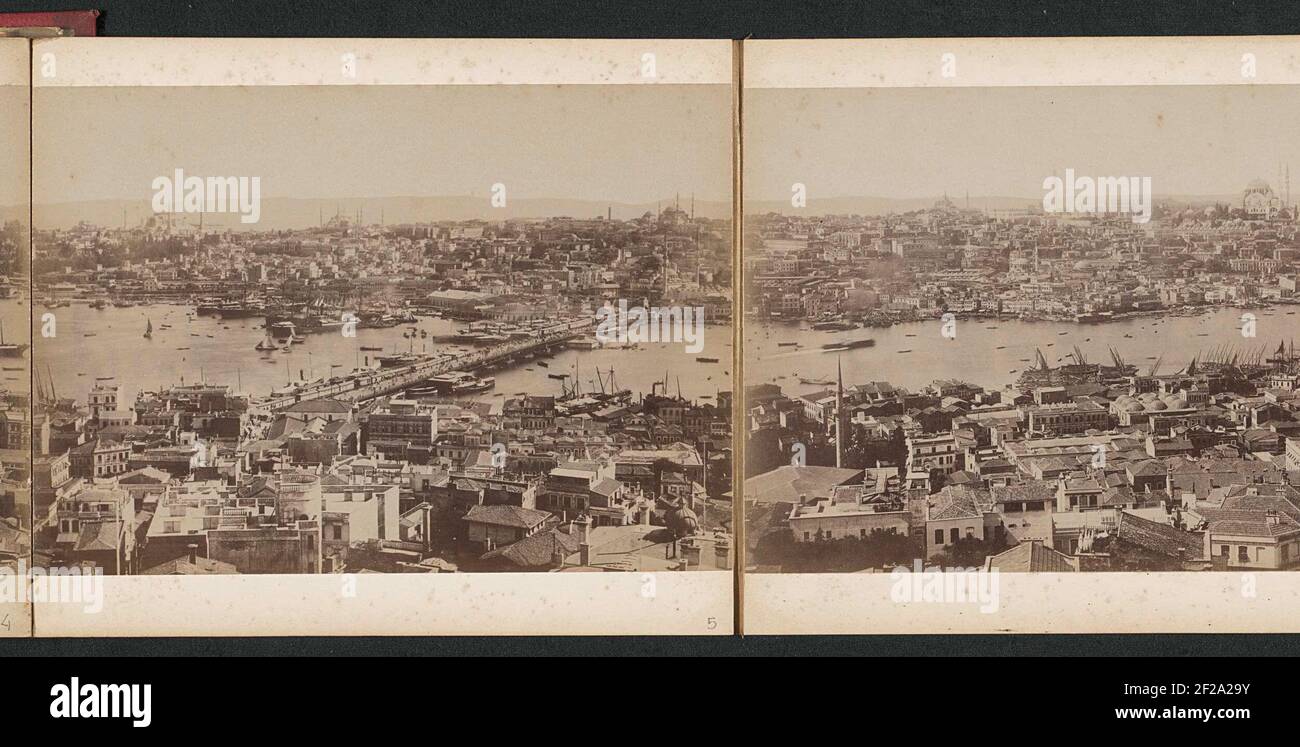 Ansicht der Stadtteile von Istanbul und der GalataBrug über dem Goldenen Hoorn.Teil oder Panorama oder Istanbul und der Bosporus, Foto 5 von 10. Stockfoto