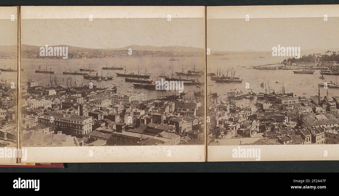 Blick auf die Stadtteile von Istanbul und die Ufer des Bosporus.Teil von Panorama oder Istanbul und der Bosporus, Foto 3 oder 10. Stockfoto