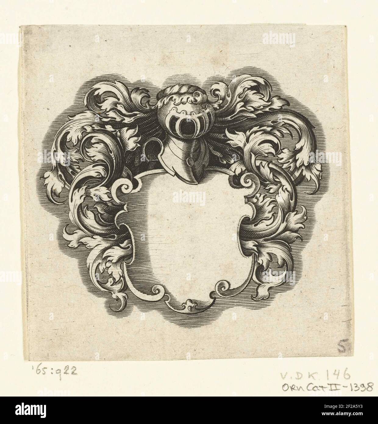 Jeronimus Joriss Waephalier Wappen; Wappen mit leeren Feldern. Terminal Anti-gesättigte Kopie des Wappens, ohne Waffeleisen auf dem Helm, ohne Banderole und mit einem blanken Schild. Stockfoto