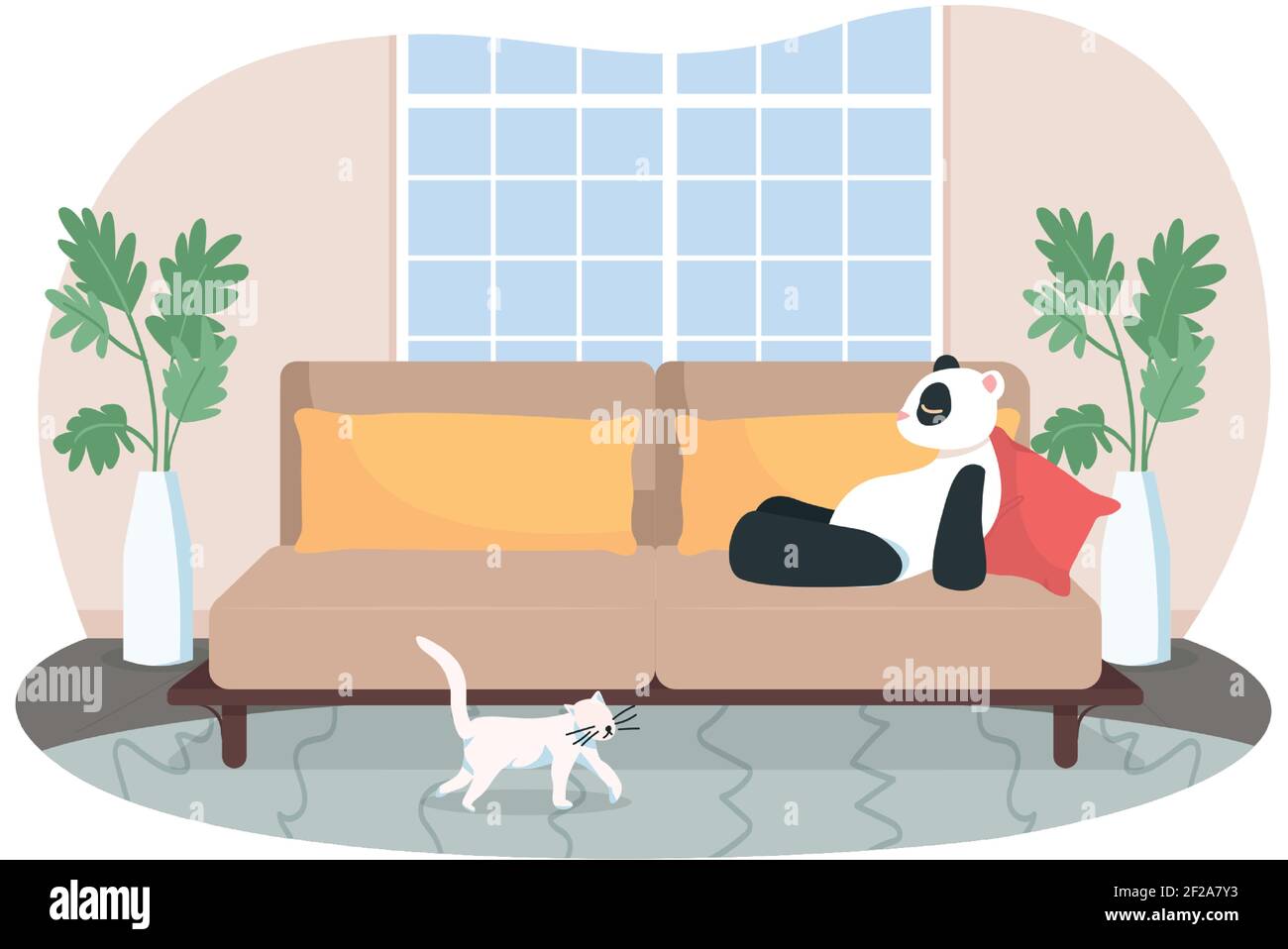 Lounge Room 2D Vektor-Webbanner, Poster Stock Vektor