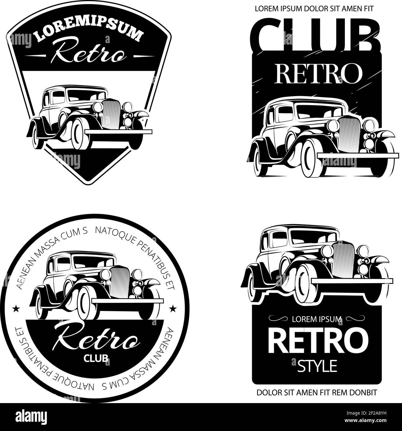 Satz von Muscle Car Embleme und Schriftzüge. Classic Car t-shirt Vorlage.  Alte amerikanische Autos aus den 60ern Stock-Vektorgrafik - Alamy