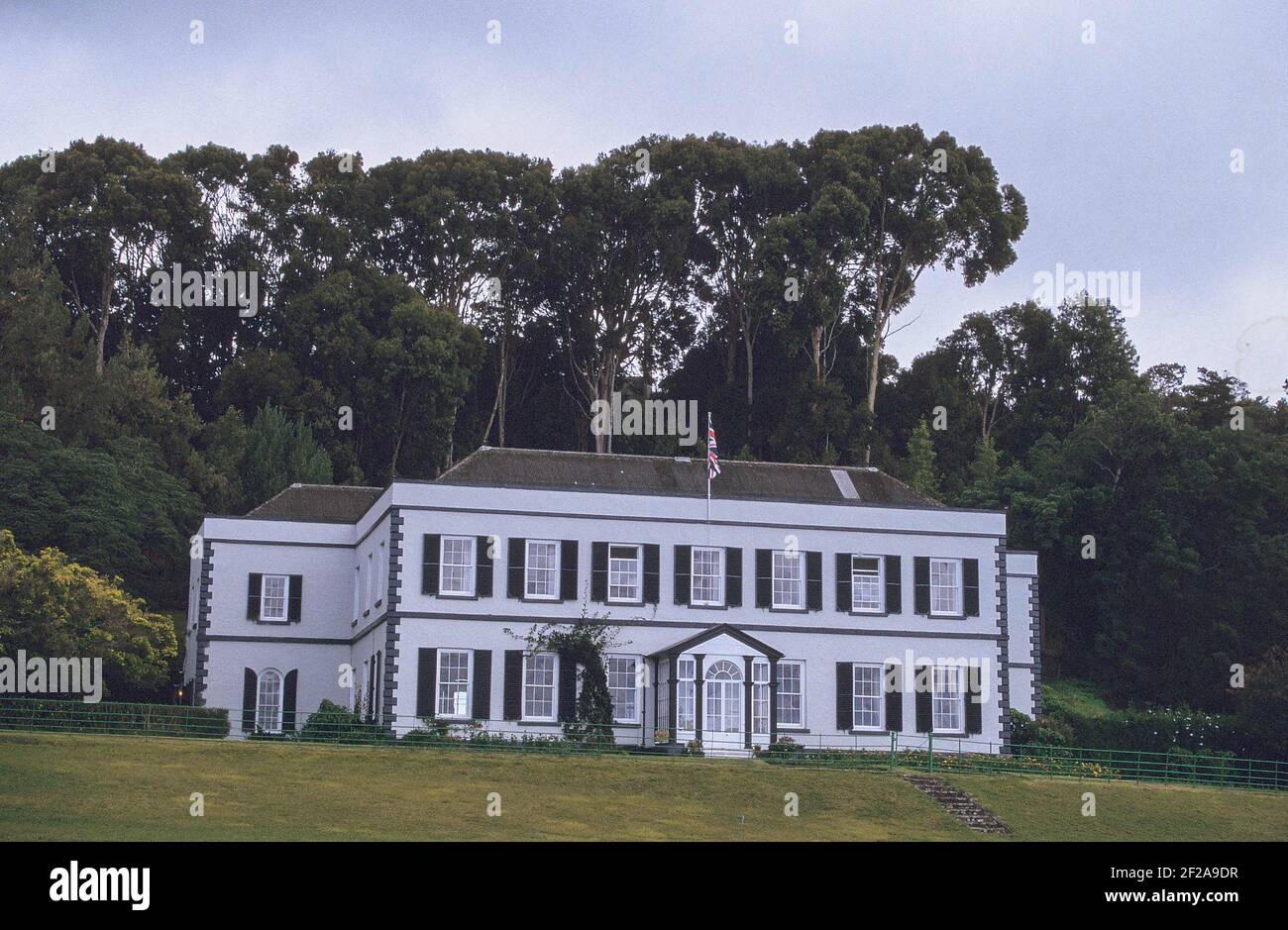 Plantagenhaus, Residenz des englischen Gouverneurs Hudson Lowe, der für die Überwachung von Napoleon verantwortlich war, die Insel St. Helena, Napoleon, das Exil des Kaisers fotografiert im Jahr 2012. Das Jahr 2021 wird den 200th. Todestag des französischen Kaisers Napoleon Bonaparte begehen. Napoleon starb 1821 auf der Insel St. Helena. Napoleon, der als Militärgeneral und Kaiser von Frankreich diente, wurde nach St. Helena nach seiner Niederlage bei der Schlacht von Waterloo im Jahr 1815 ins Exil geschickt. Foto von Erik Sampers/ABACAPRESS.COM Stockfoto