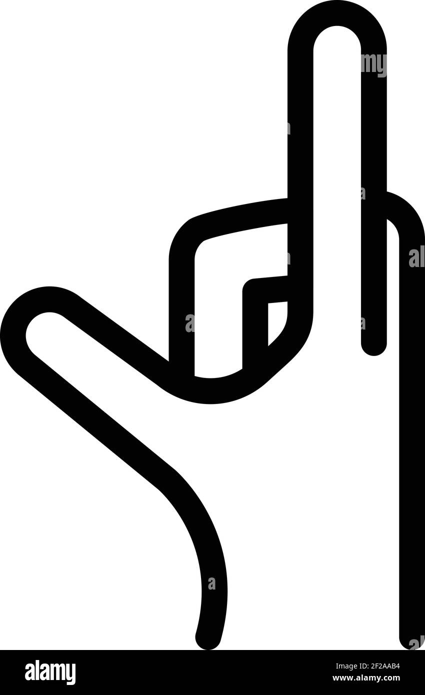 Handgestensymbol anzeigen. Umriss Handbewegung zeigen Vektor-Symbol für Web-Design isoliert auf weißem Hintergrund Stock Vektor
