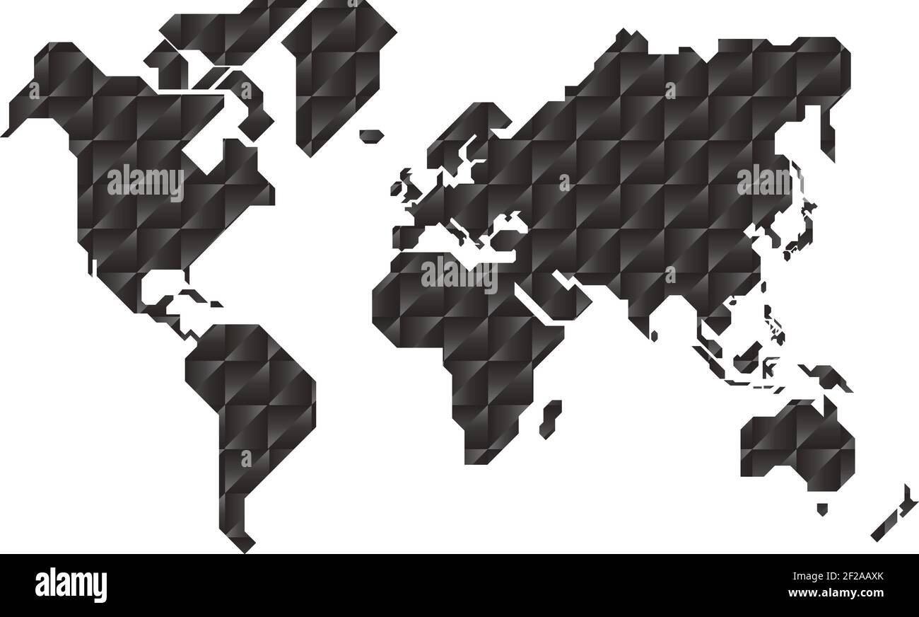 Vereinfachte Weltkarte mit scharfen geraden Linien gezeichnet Stock Vektor