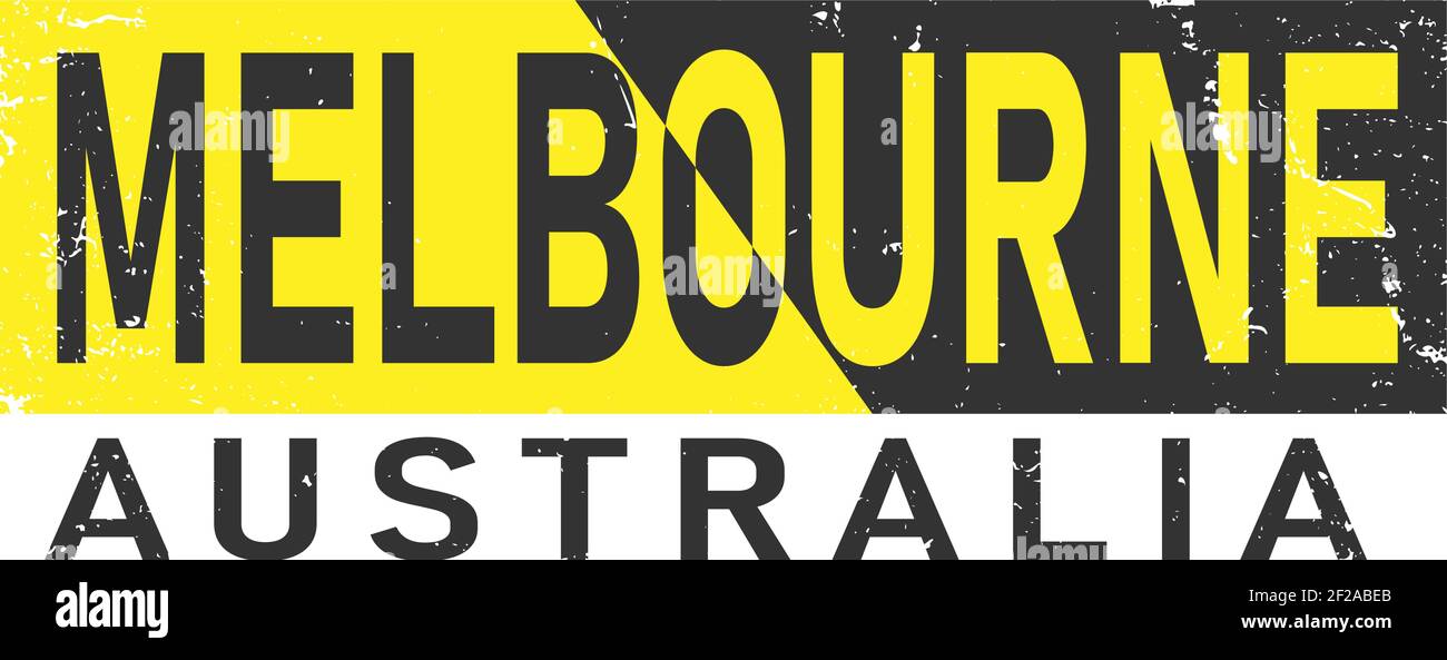 Melbourne, Phrase. Konzept des einfachen Textes für Typografie Poster, Sticker Design, Bekleidungsdruck, Grußkarte oder Postkarte. Grafischer Schriftzug isoliert auf Stock Vektor