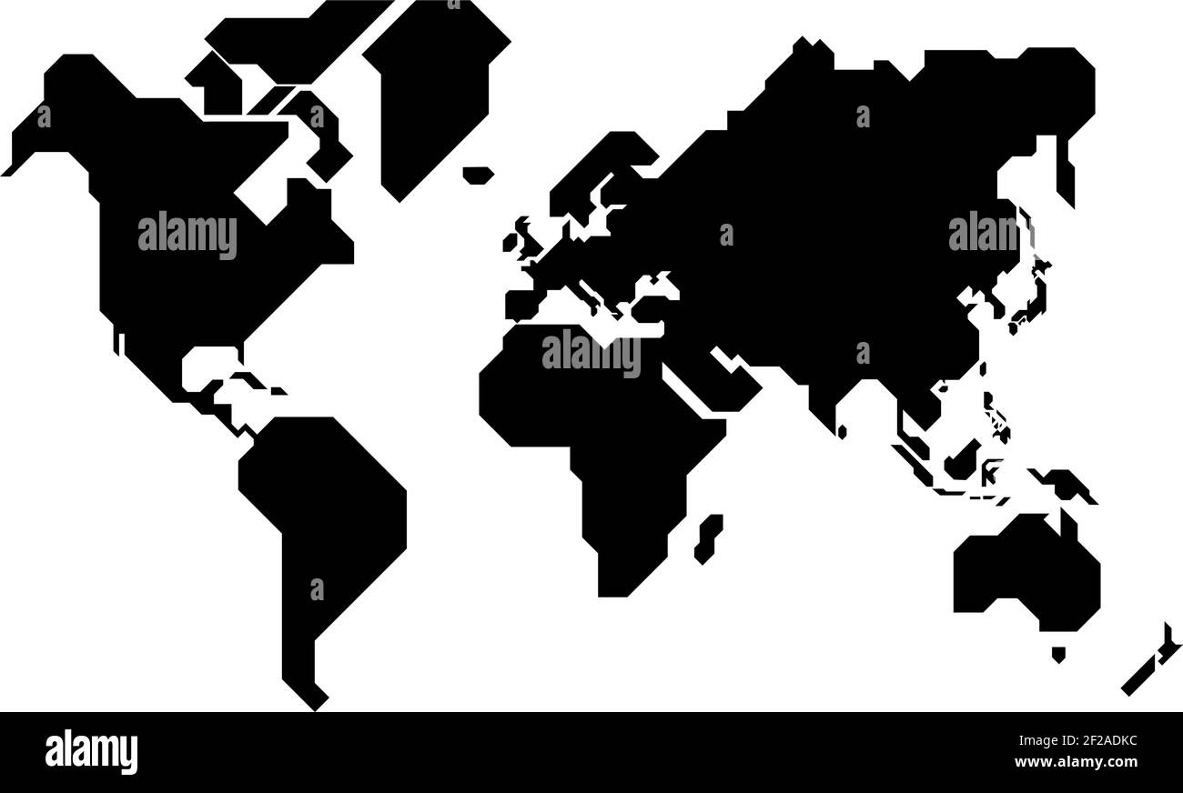 Vereinfachte Weltkarte mit scharfen geraden Linien gezeichnet Stock Vektor