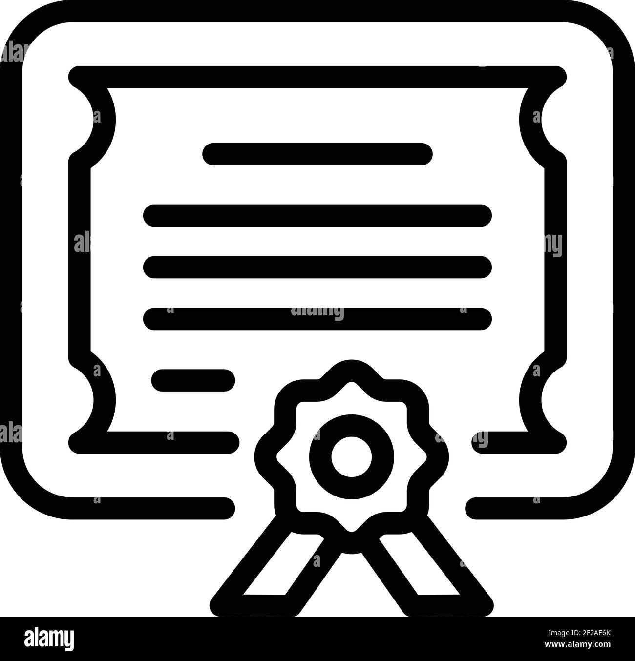 Symbol für das Zertifikat des Gewinners. Outline Gewinner Zertifikat Vektor-Symbol für Web-Design isoliert auf weißem Hintergrund Stock Vektor