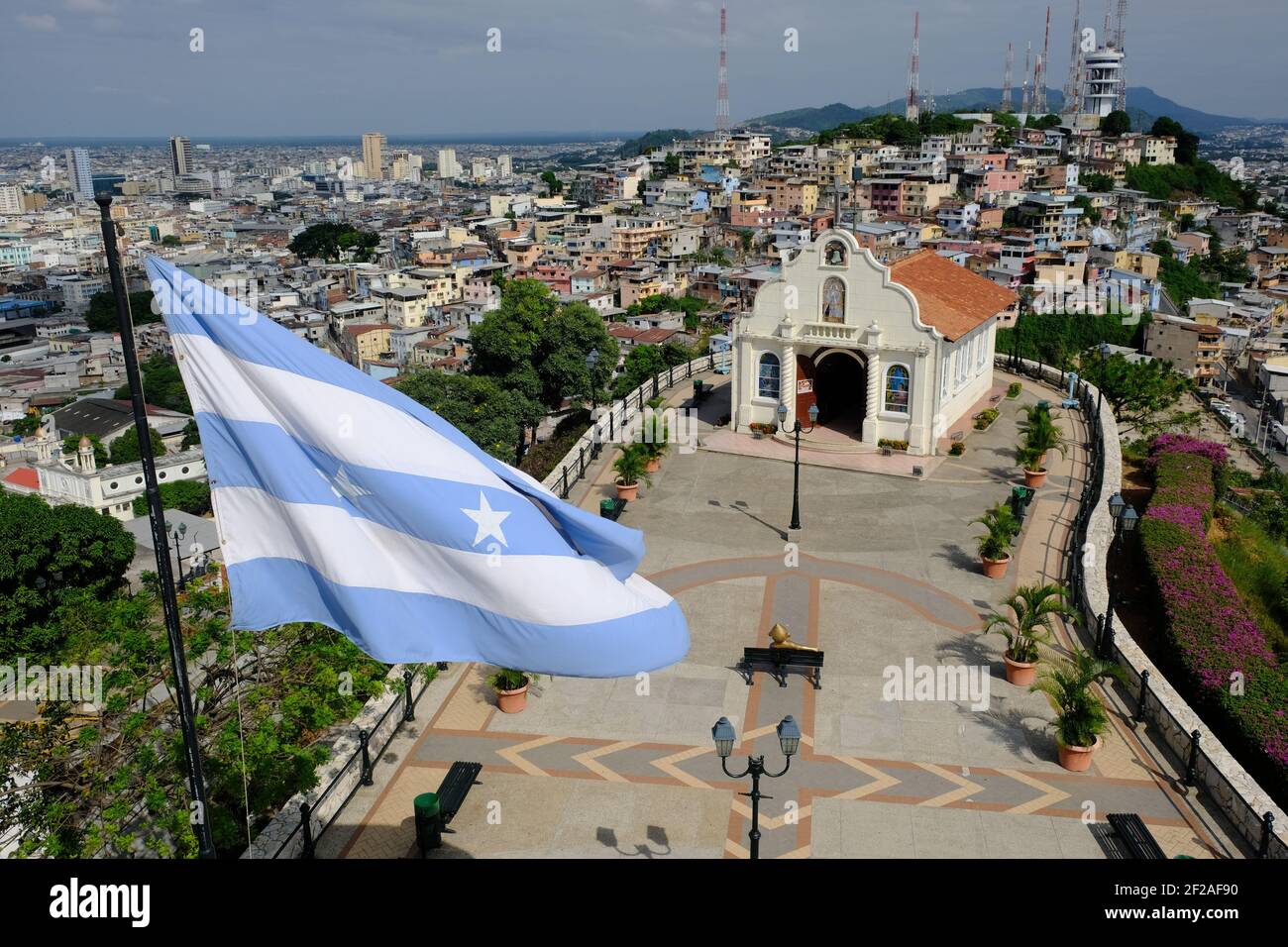 Ecuador Guayaquil - Kirche Cerro Santa Ana - Iglesia del Cerro Santa Ana Stockfoto