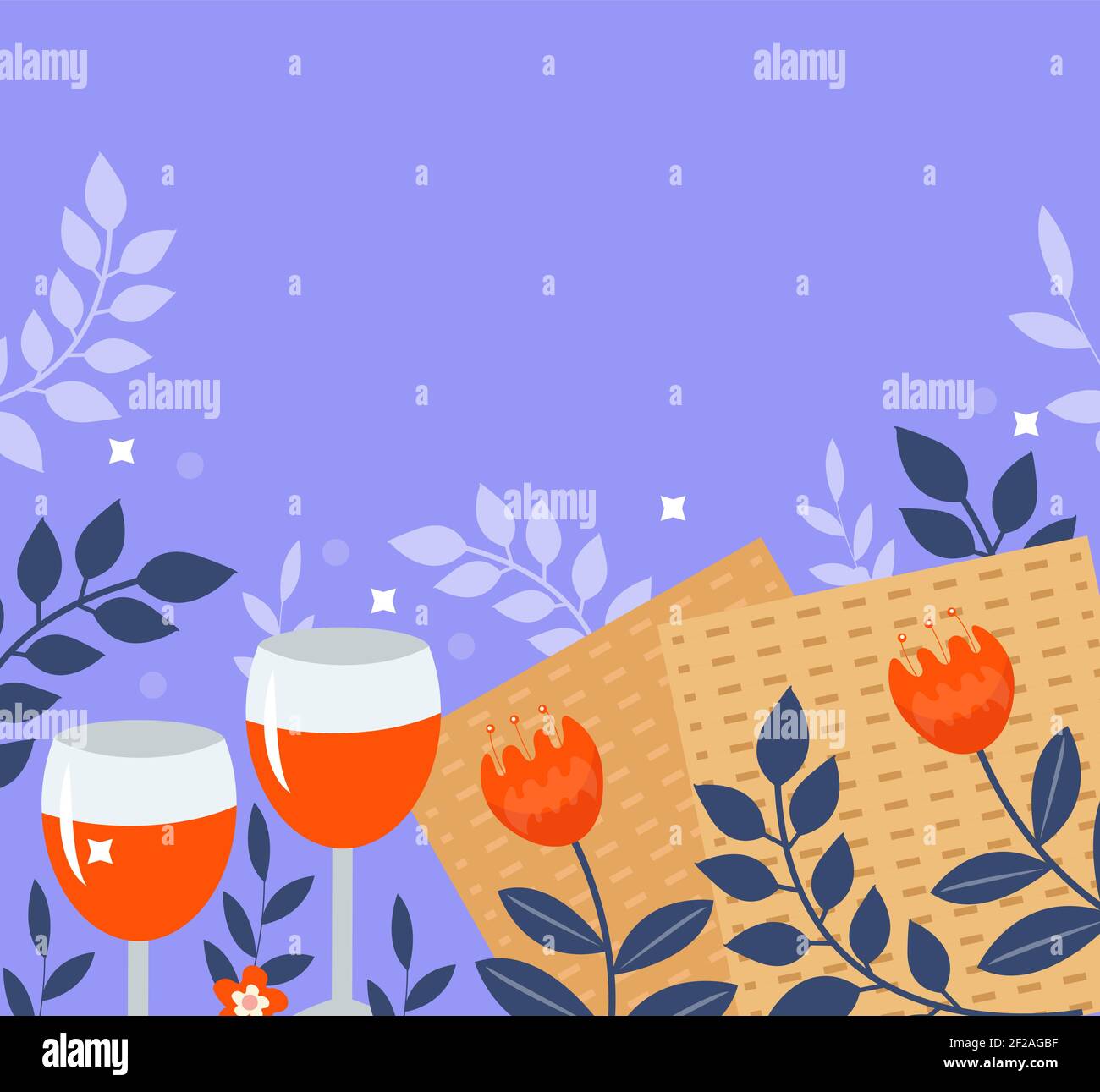 Passah Grußkarte, Poster, Einladung, Flyer. Pesach Vorlage für Ihr Design mit Matzah und Frühlingsblumen. Jüdischer Feiertag Hintergrund. Vektor Stock Vektor