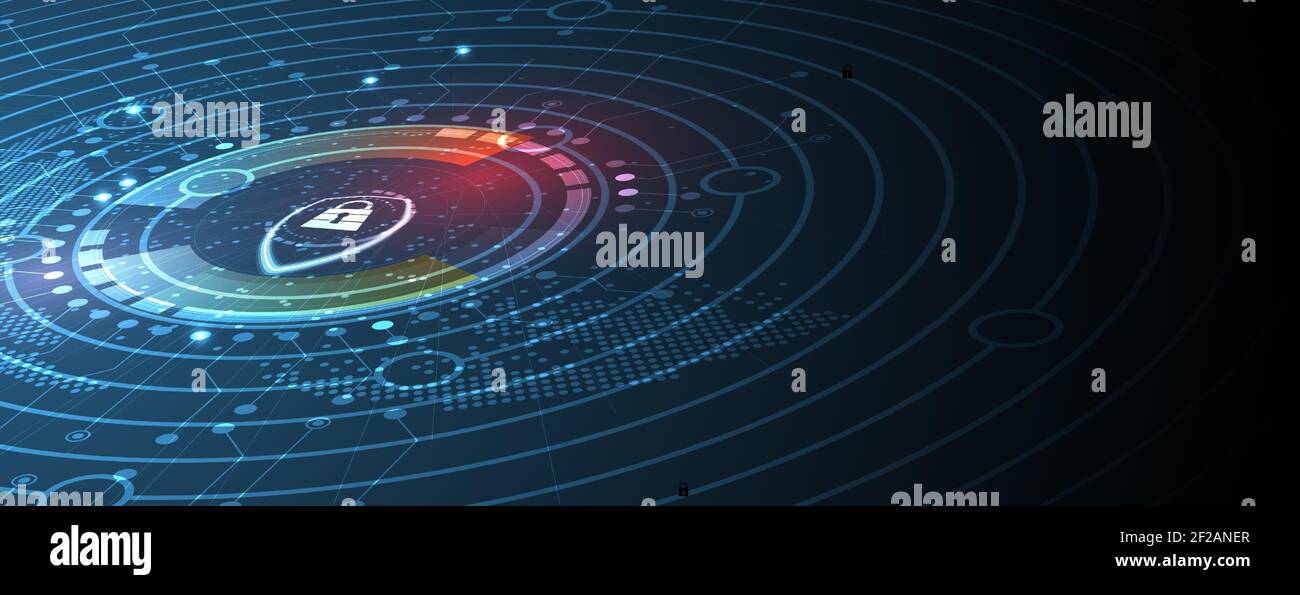 Internet digitale syber Sicherheitstechnologie Konzept für geschäftlichen Hintergrund. Lock auf Platine Stock Vektor