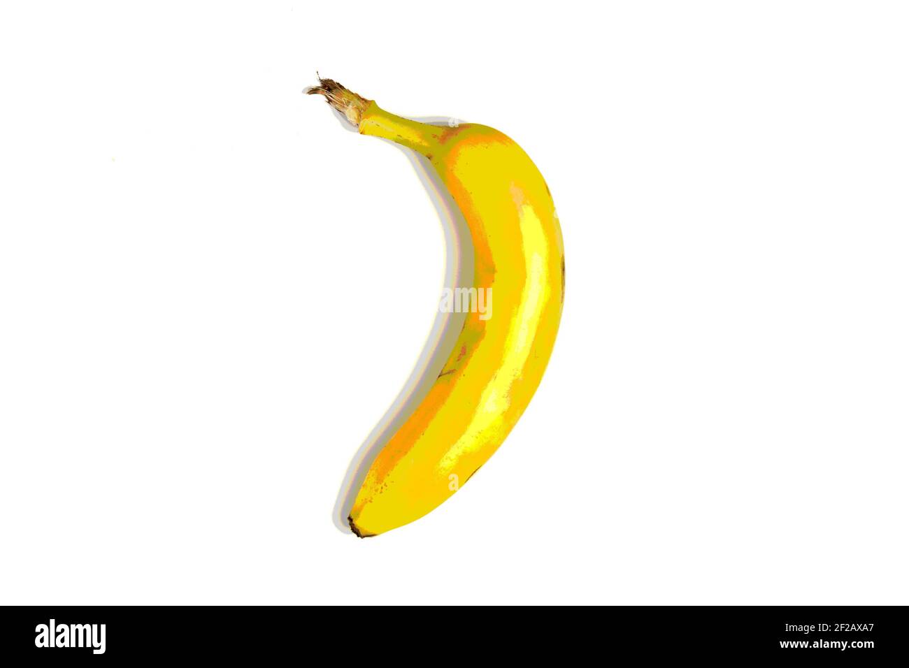 Banana Poster Minimal Art Abstract, Bild von Banana in minimalistisches Plakat verwandelt Stockfoto
