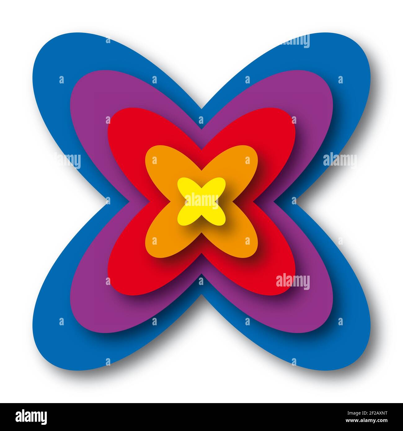 Vektor geometrische Illustration Hintergrund mit zentralem Fokus, ähnlich wie Blume. Stockfoto