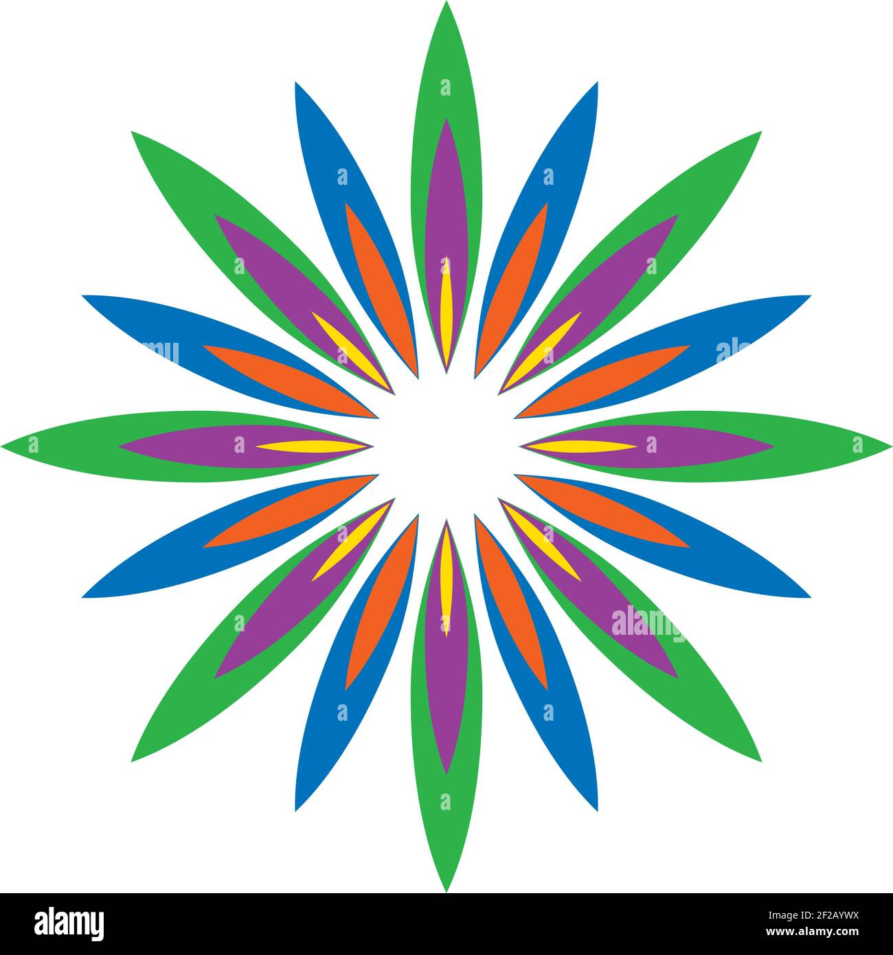 Vektor geometrische Illustration Hintergrund mit zentralem Fokus, ähnlich wie Blume. Stock Vektor