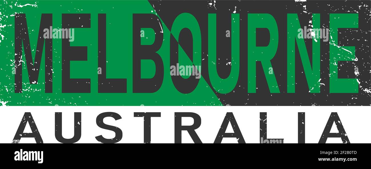 Melbourne, Phrase. Konzept des einfachen Textes für Typografie Poster, Sticker Design, Bekleidungsdruck, Grußkarte oder Postkarte. Grafischer Schriftzug isoliert auf Stock Vektor