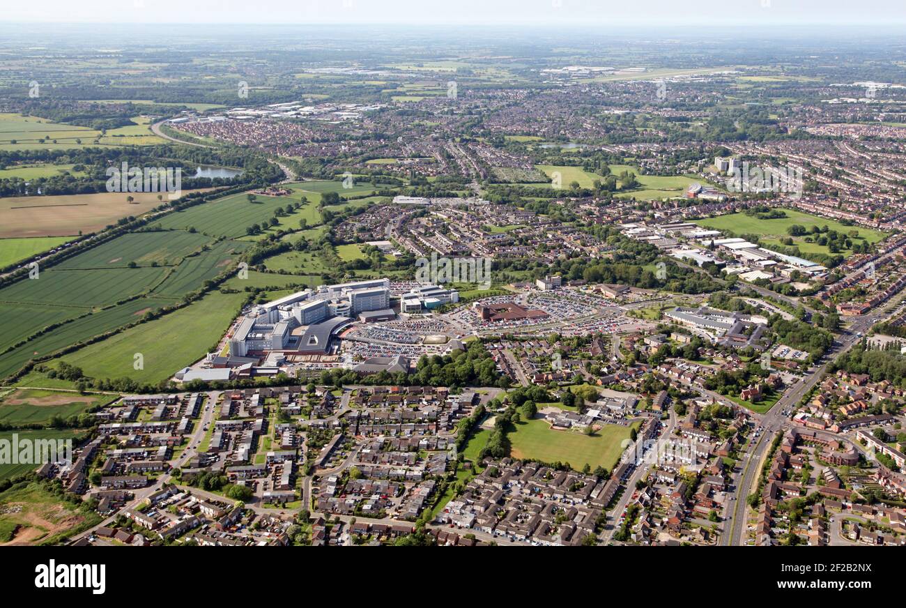 Luftaufnahme des University Hospital Coventry & Warwickshire, Coventry, Großbritannien Stockfoto