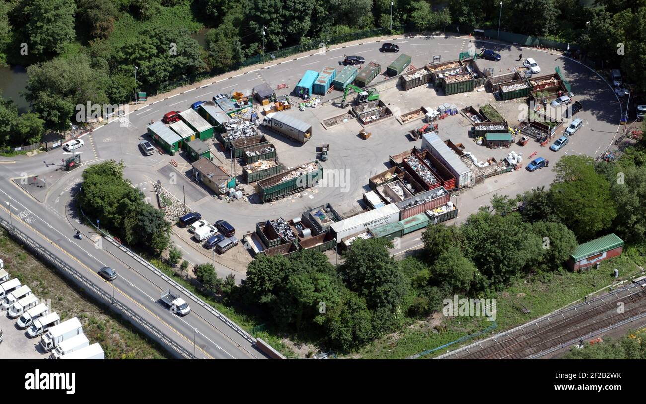 Luftaufnahme des Redbridge Household Waste Recycling Center in der Nähe von Oxford, Oxfordshire Stockfoto