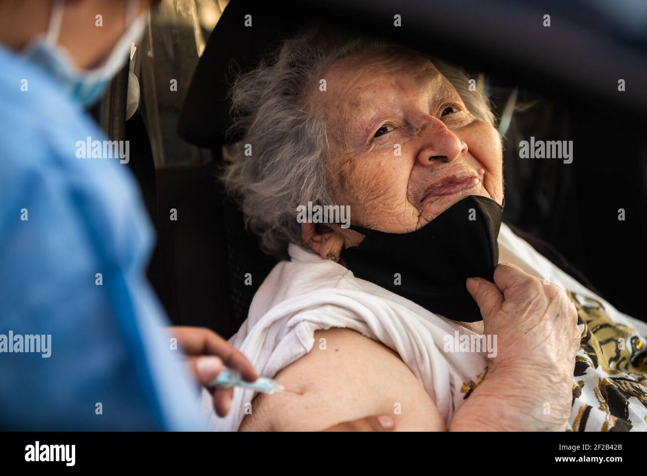Alejo Manuel Avila/ Le Pictorium - Impfung von Erwachsenen über 80 Jahre - 09/03/2021 - Argentinien / Buenos Aires - durch den Zusammenbruch und Stockfoto