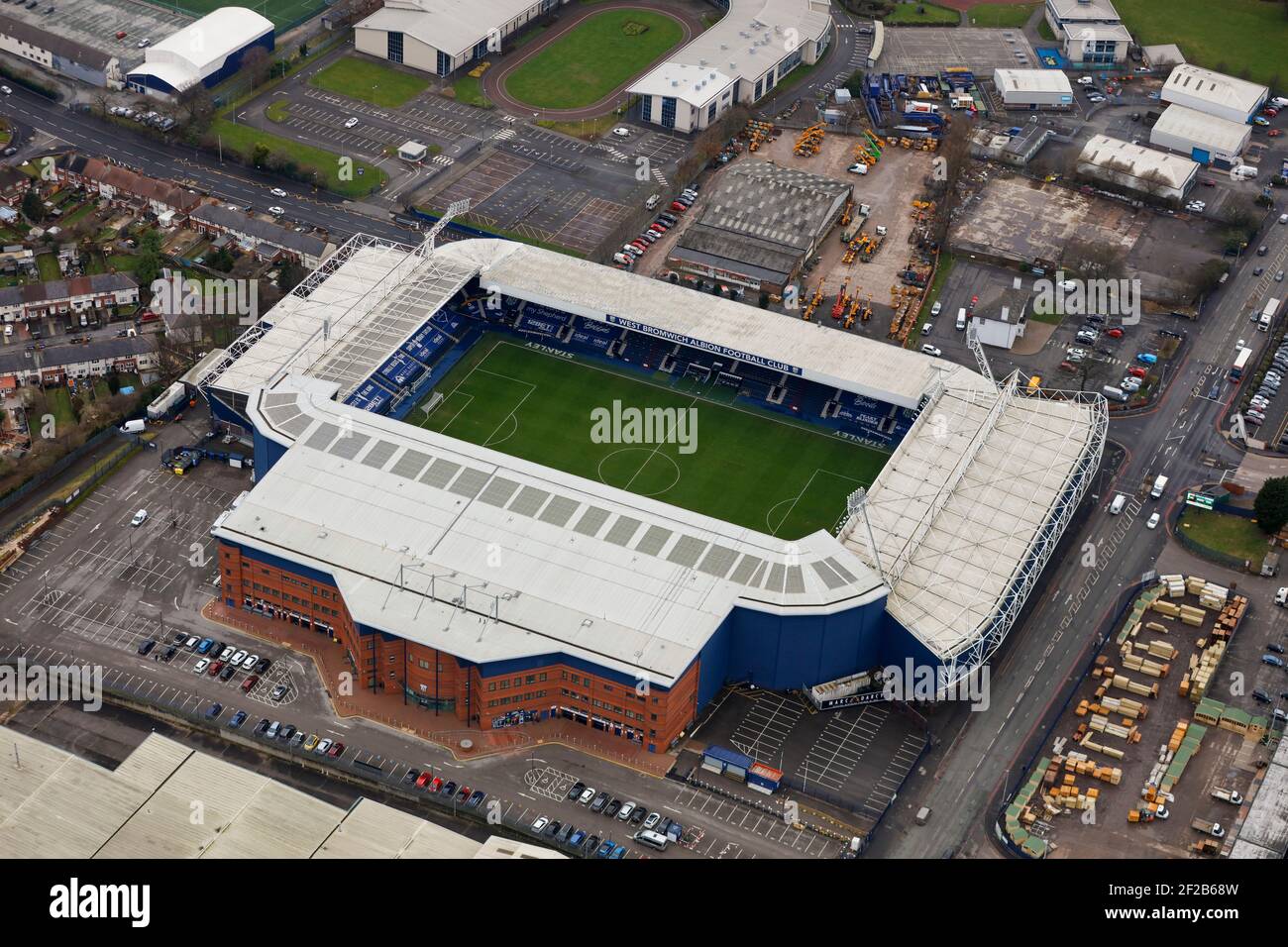 Luftaufnahme des Hawthorns Stadions, Heimat des West Bromwich Albion Football Club, West Bromwich Stockfoto