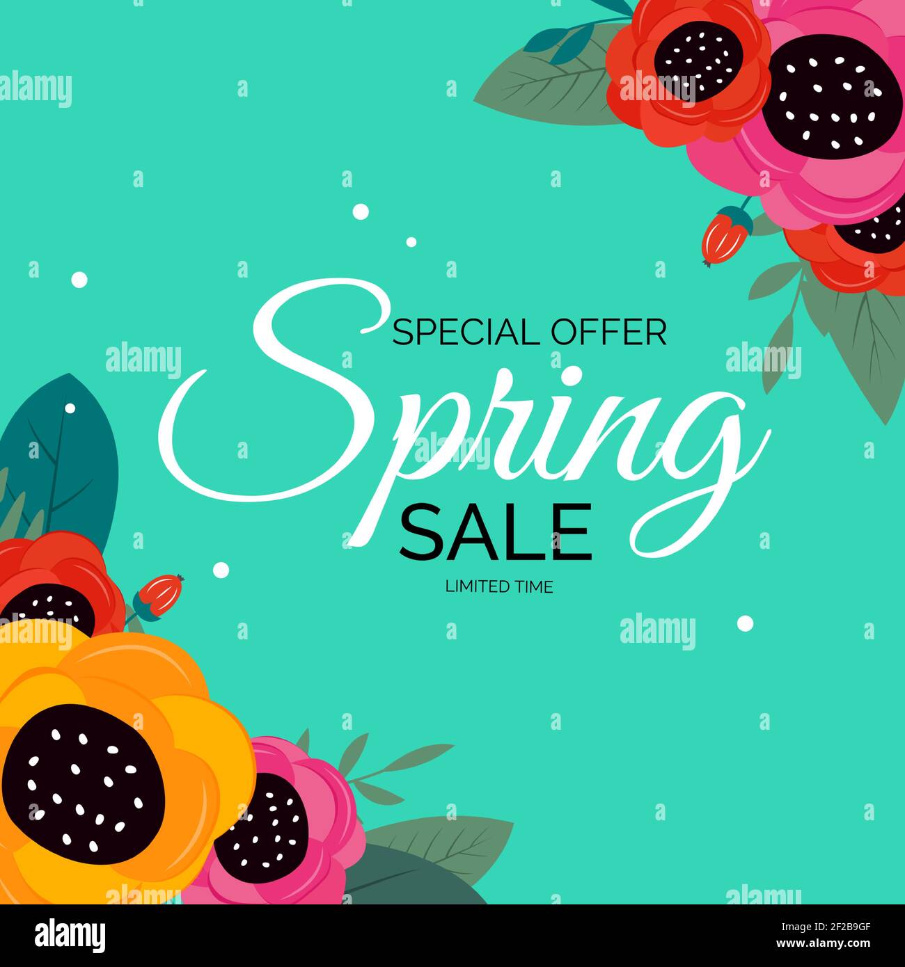 Frühling Verkauf Natürliche Blume Hintergrund. Vektorgrafik Stock Vektor