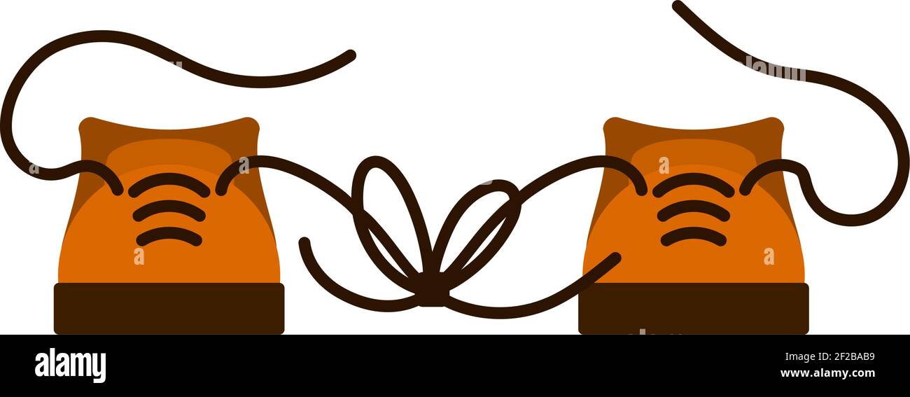 Symbol für den Tag des Aprilscherz. Schnürsenkel auf Turnschuhen. Flaches Farbdesign. Vektorgrafik. Stock Vektor