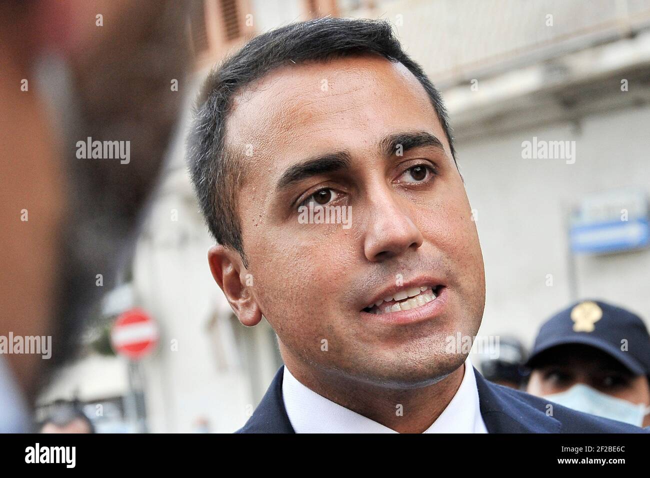 Der italienische Minister Luigi Di Maio besuchte Caserta, um die Bevölkerung und ihre Unterstützer im Hinblick auf die Regionalwahlen und die Referen zu treffen Stockfoto