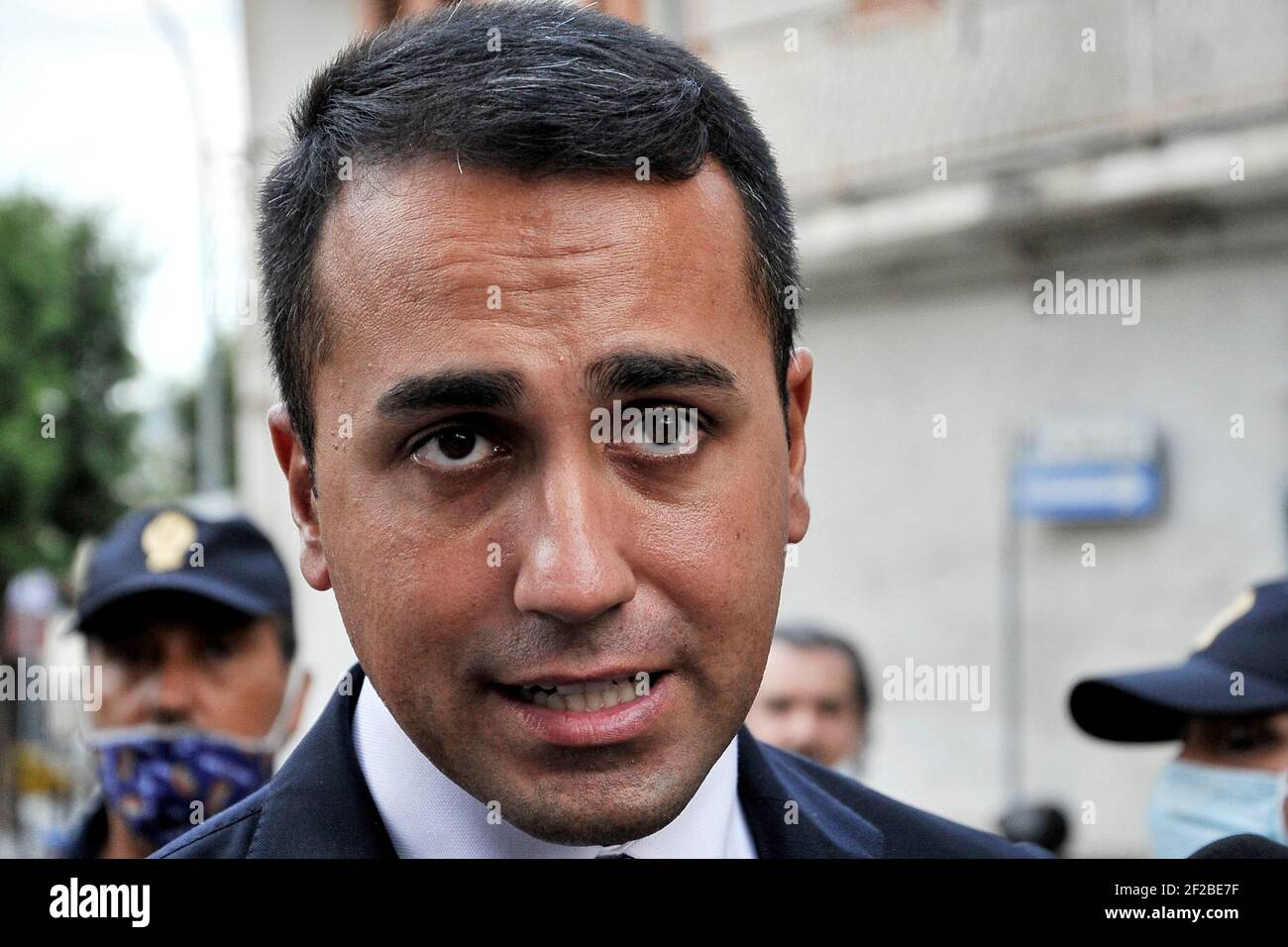 Der italienische Minister Luigi Di Maio besuchte Caserta, um die Bevölkerung und ihre Unterstützer im Hinblick auf die Regionalwahlen und die Referen zu treffen Stockfoto