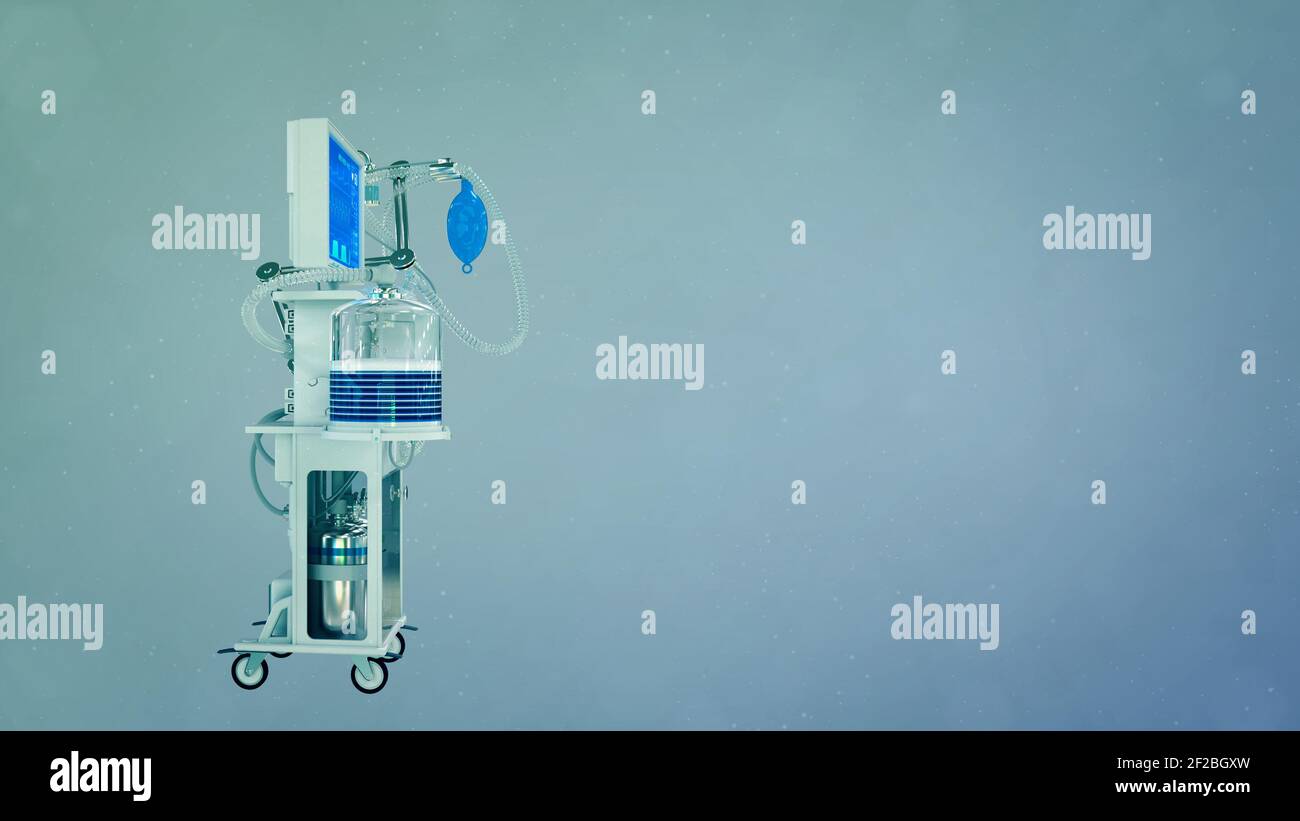 ITS-Lungenventilator 3D Renderings, Medizin 3D Illustration Stockfoto