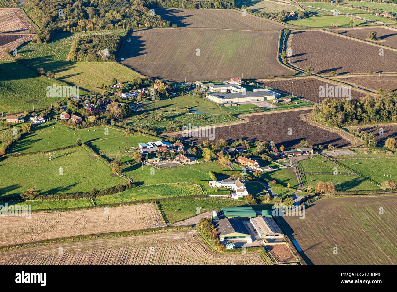 Eine Luftaufnahme von Barrow Court, Boddington, Gloucestershire, Großbritannien Stockfoto