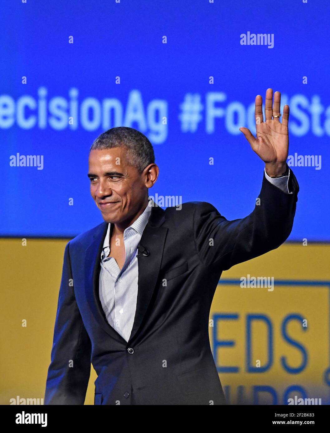 Der ehemalige US-Präsident Barack Obama aus dem Jahr 44th spricht auf dem internationalen Food Meeting "Seeds and Chips" in Mailand. Italien. März 09, 2017. Stockfoto