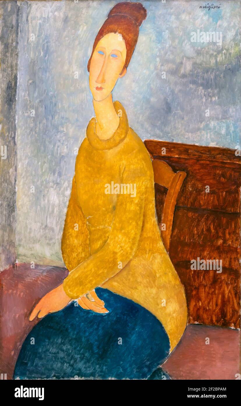 Jeanne Hebuterne mit gelbem Pullover, Amedeo Modigliani, 1918-1919, Solomon R. Guggenheim Museum, Manhattan, New York City, USA, Nordamerika Stockfoto