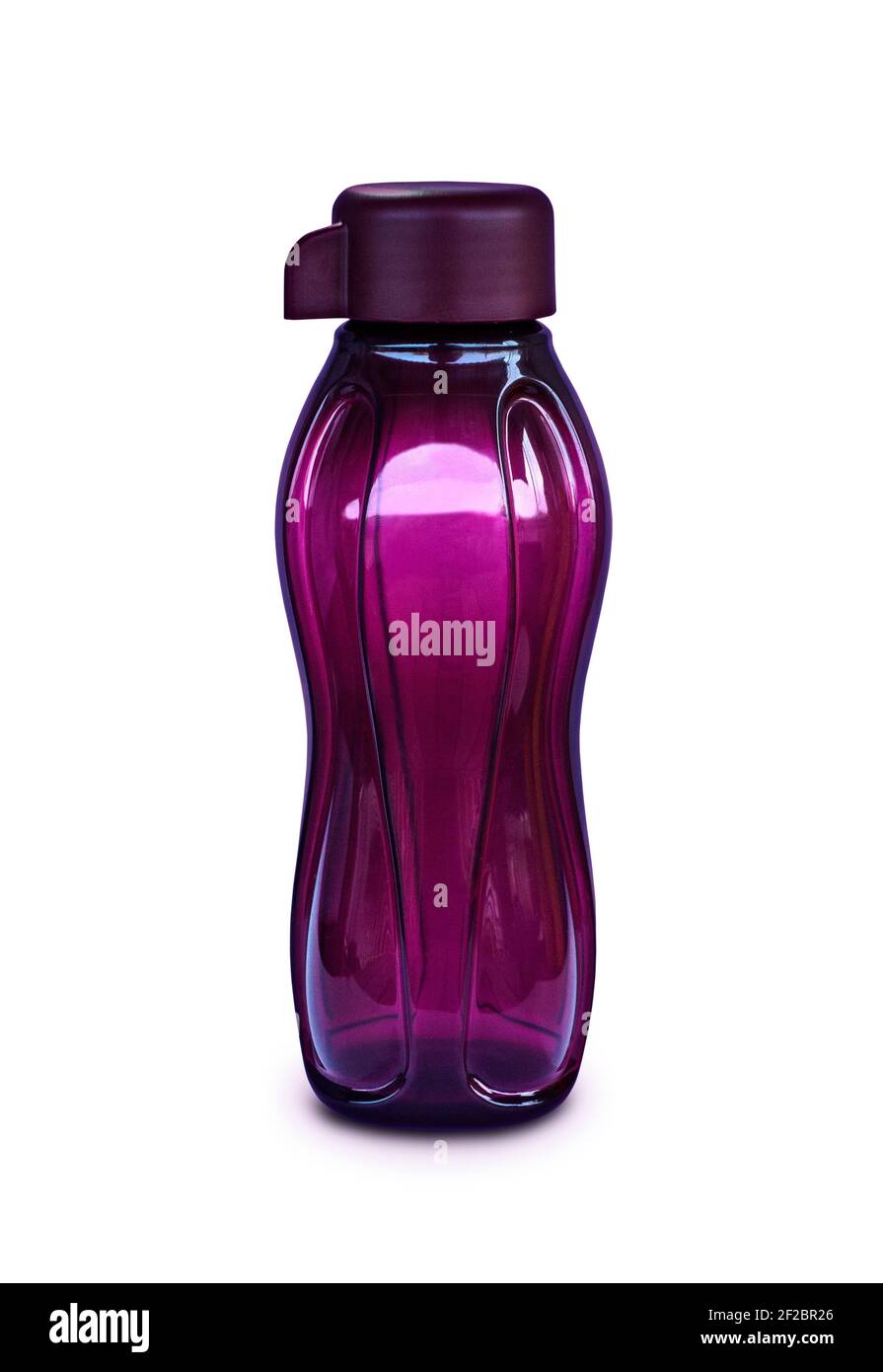 Purple wiederverwendbare Trinkflasche isoliert auf weißem Hintergrund Stockfoto