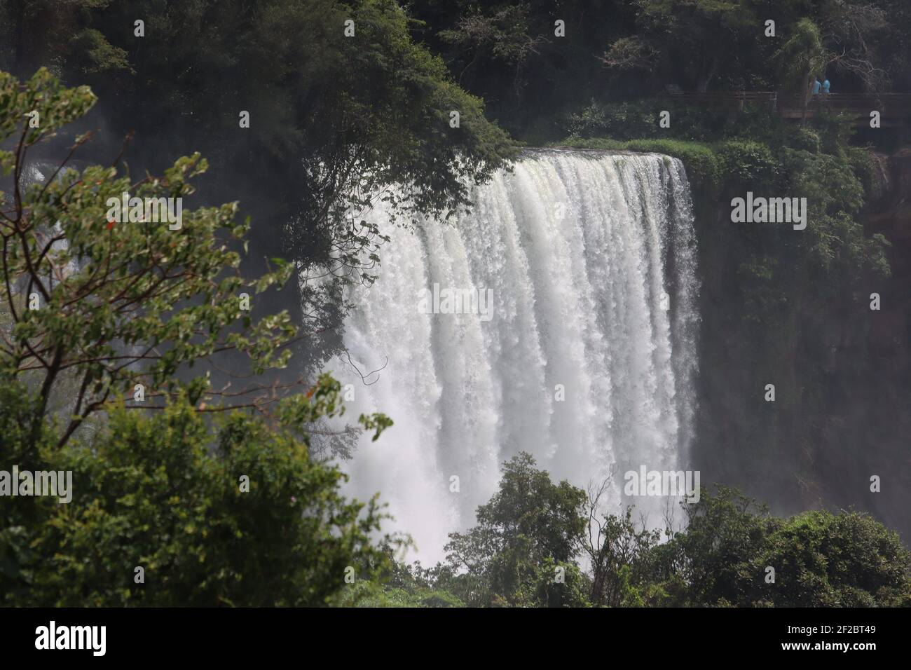 Vista del Salto Bosetti, Cataratas del Iguazú. Blick auf die Bosetti Wasserfälle, Iguazu Wasserfälle. Stockfoto