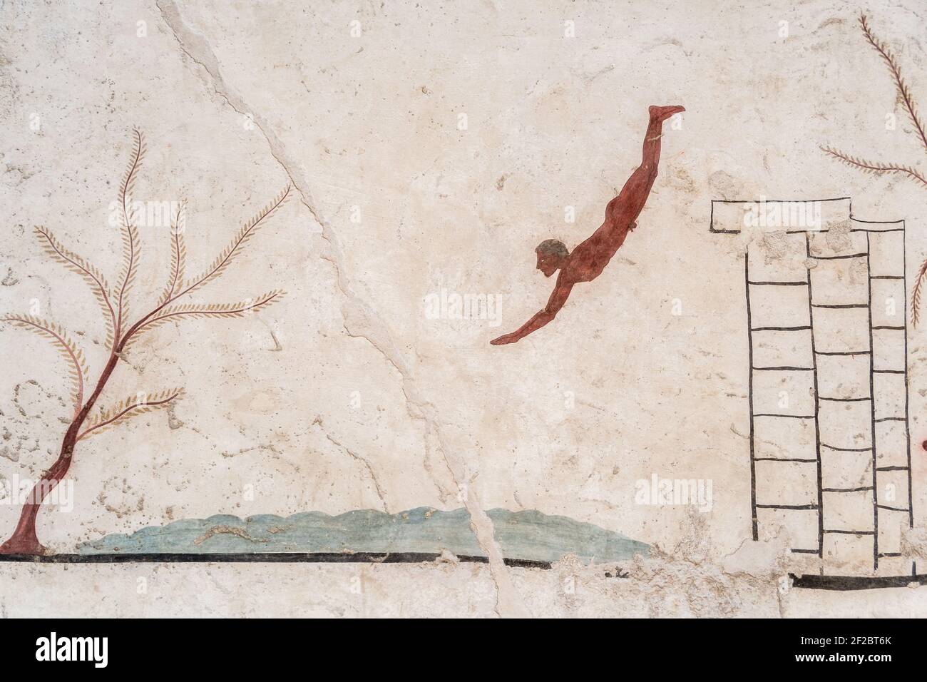 Altes griechisches Fresko: Tauchergrab, Paestum Stockfoto