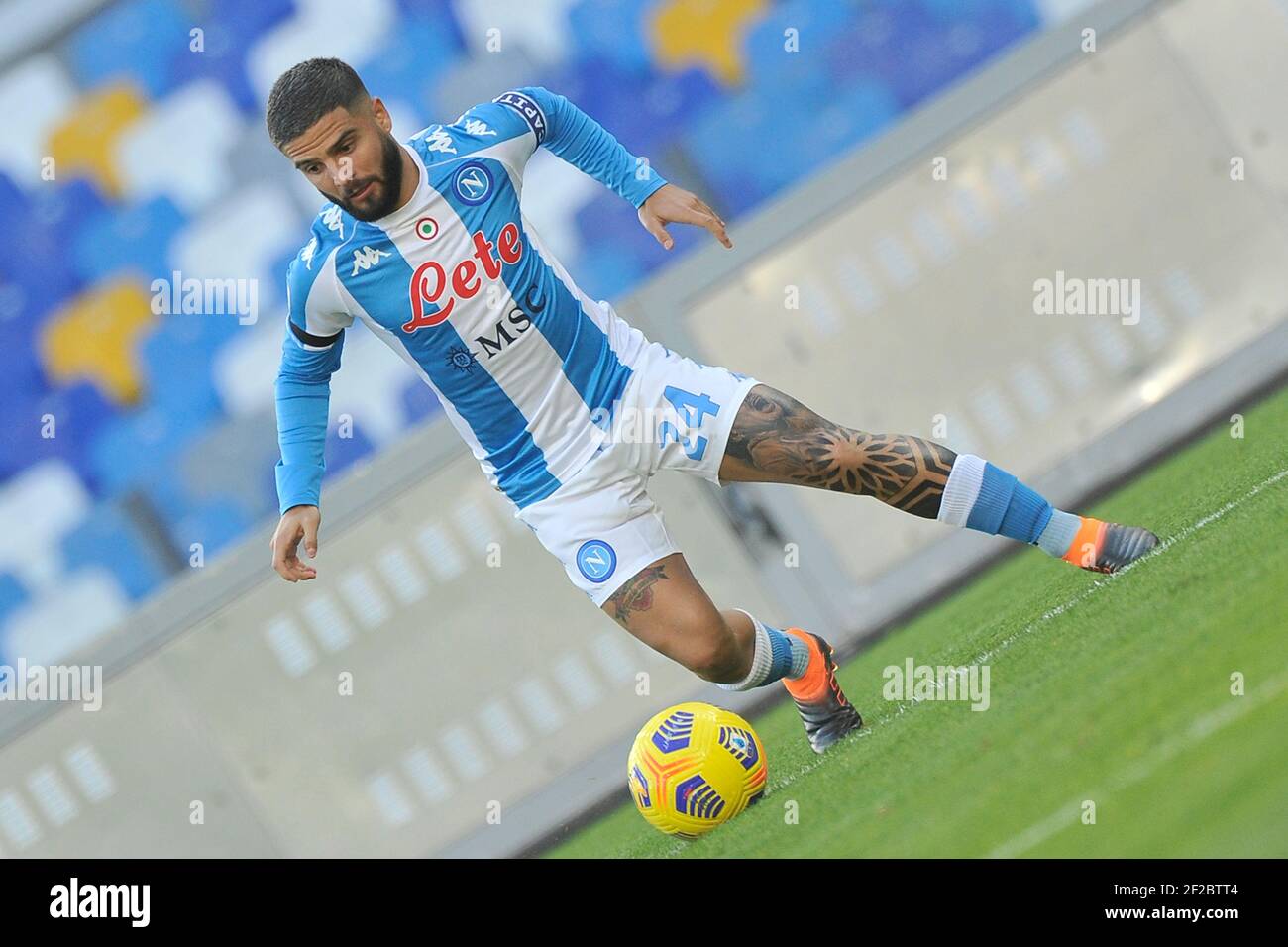 Lorenzo Insigne Spieler von Neapel, während des Spiels der italienischen Fußball-Liga zwischen Neapel gegen Sampdoria Endergebnis 2-1, Spiel gespielt bei der Di Stockfoto