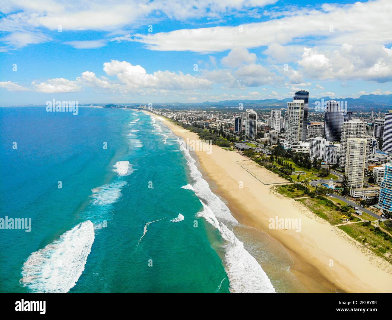 Drohne Bild des Strandes von Gold Coast, Queensland, Australien Stockfoto
