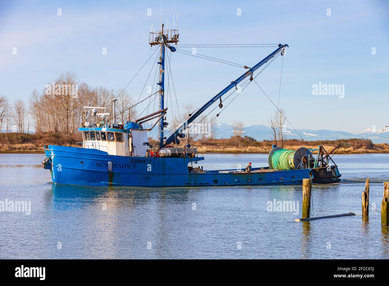 Kommerzielles Fischerboot Sun Maiden Rückkehr nach Steveston Hafen Britisch Kolumbien Kanada Stockfoto