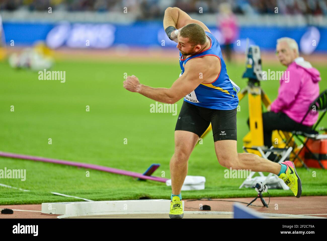 Andrei Marius Gag (Rumänien). Shot Put Männer, Finale. IAAF Leichtathletik-Weltmeisterschaften London 2017 Stockfoto