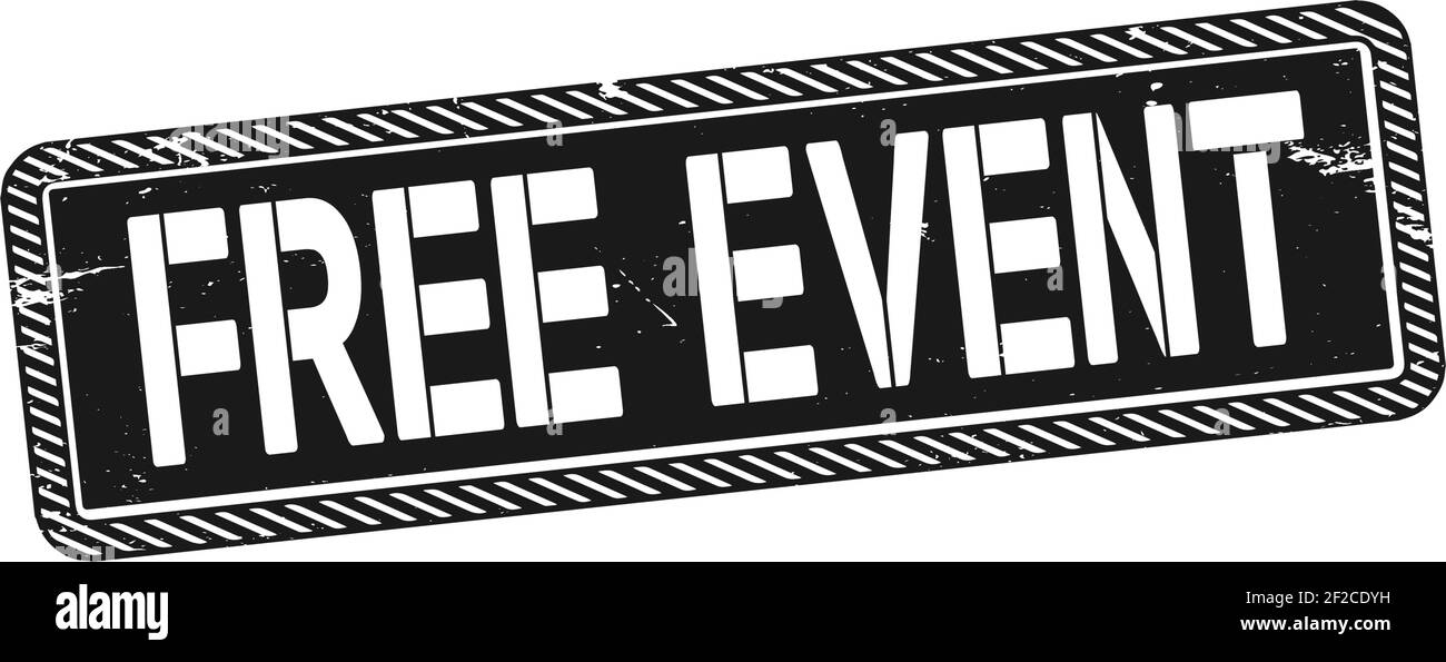 Freier Eintritt schwarzer Stempeltext auf weiß Stock Vektor