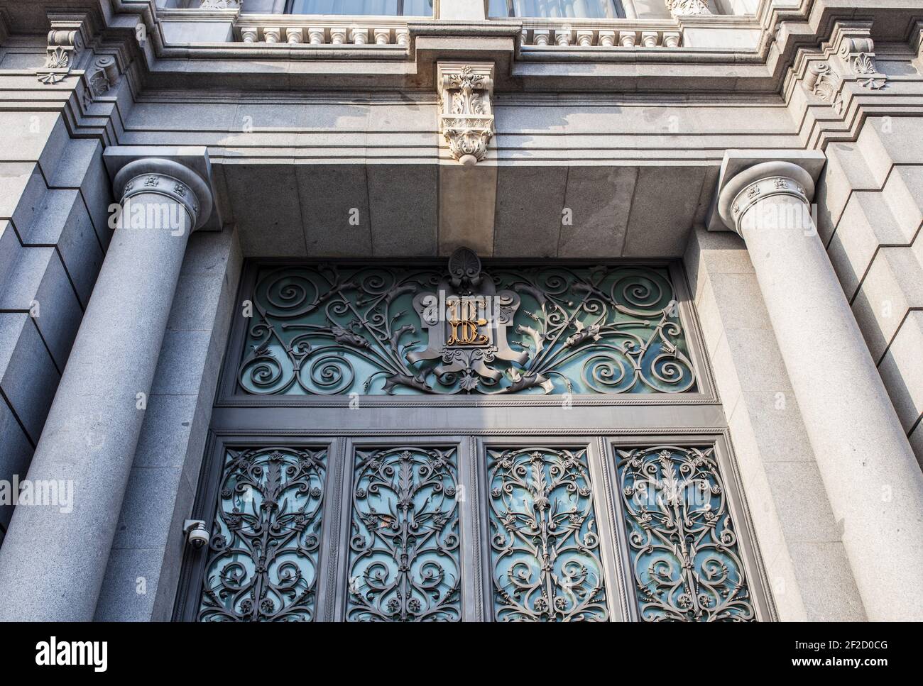 Hauptquartier der Bank von Spanien. Eines der schönsten Beispiele der spanischen Architektur des 19th. Jahrhunderts, Madrid, Spanien Stockfoto