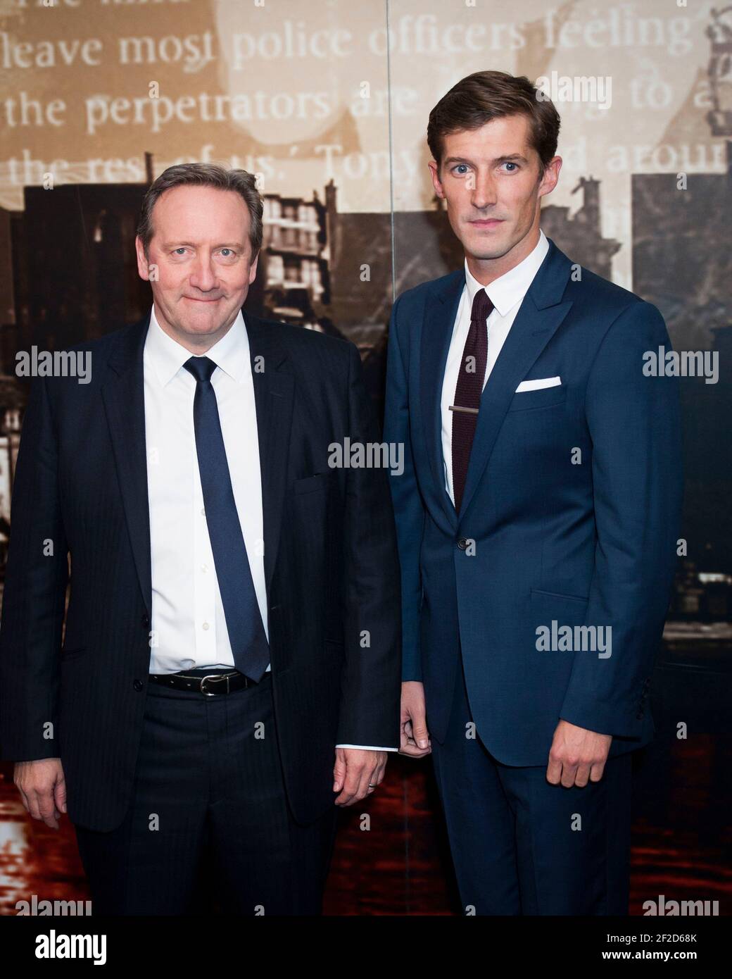 Neil Dudgeon und Gwilym Lee kommen beim Krimi an Auszeichnungen 2014 im Grosvenor House Hotel - London Stockfoto