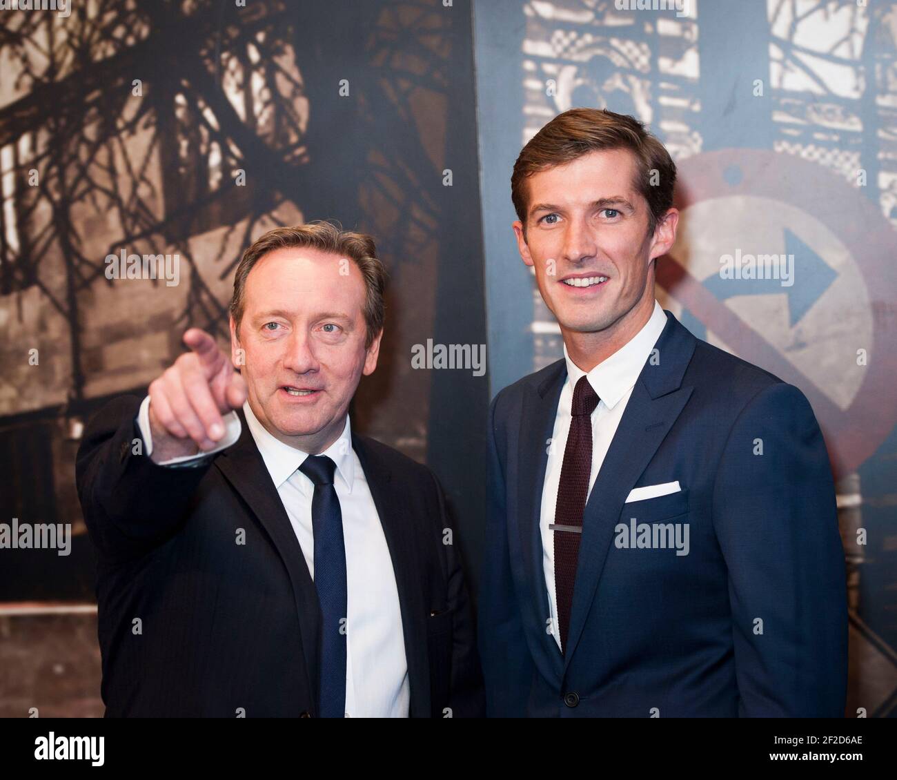 Neil Dudgeon und Gwilym Lee kommen beim Krimi an Auszeichnungen 2014 im Grosvenor House Hotel - London Stockfoto