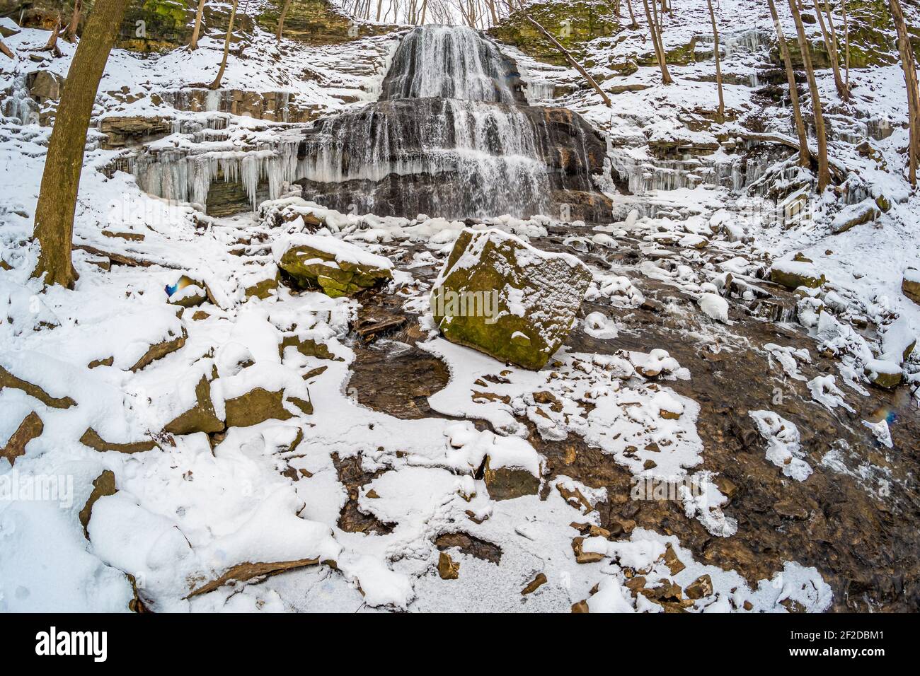 Sherman Falls Hamilton Ontario Kanada im Winter Stockfoto